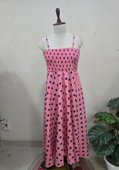 Navy Pink Polka Skirt Top Set