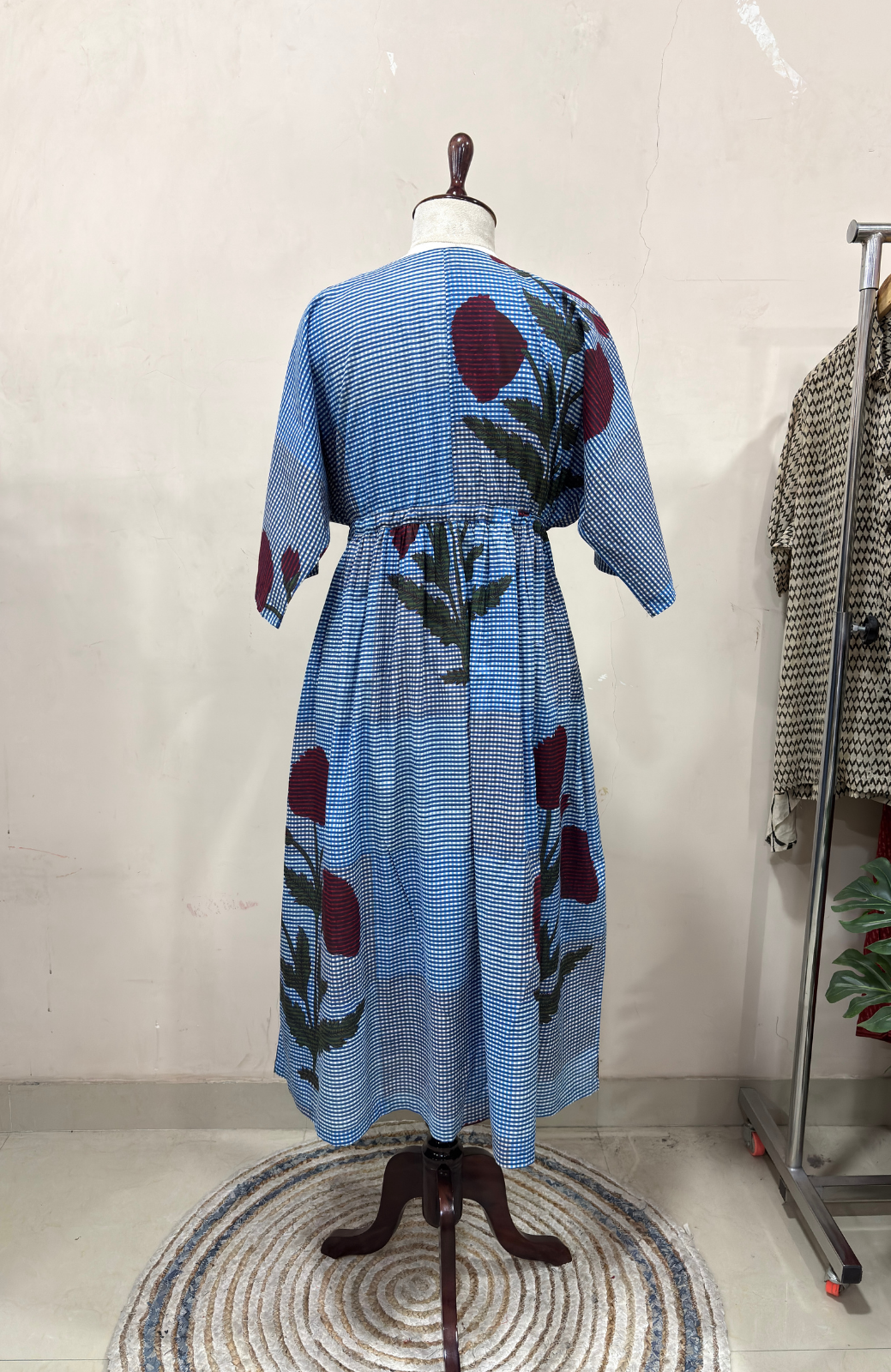 Indigo Bloom Kaftan Dress