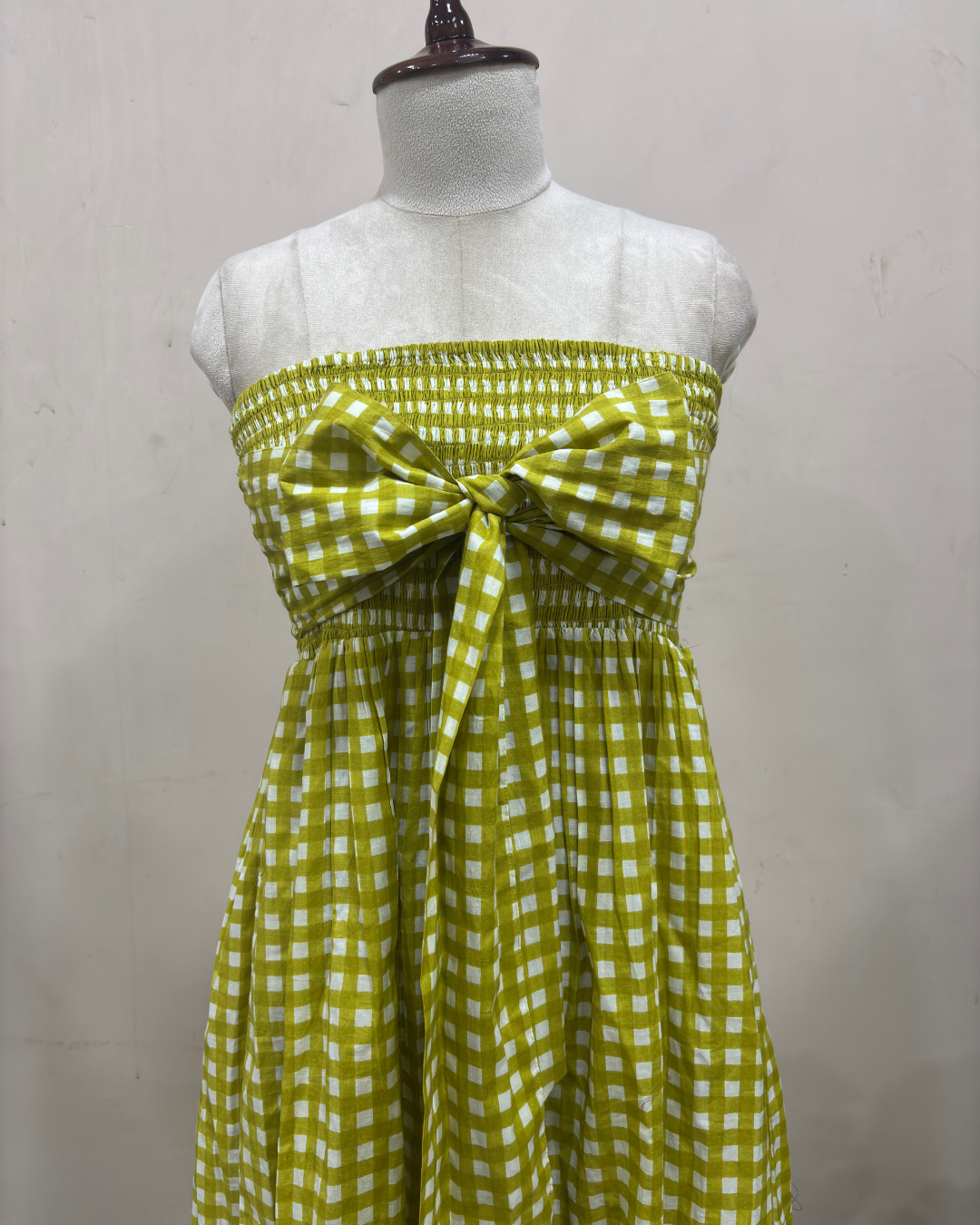 Lime Gingham Bow Dress