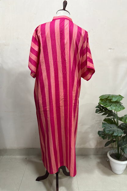 Pink Striped Kaftan Dress