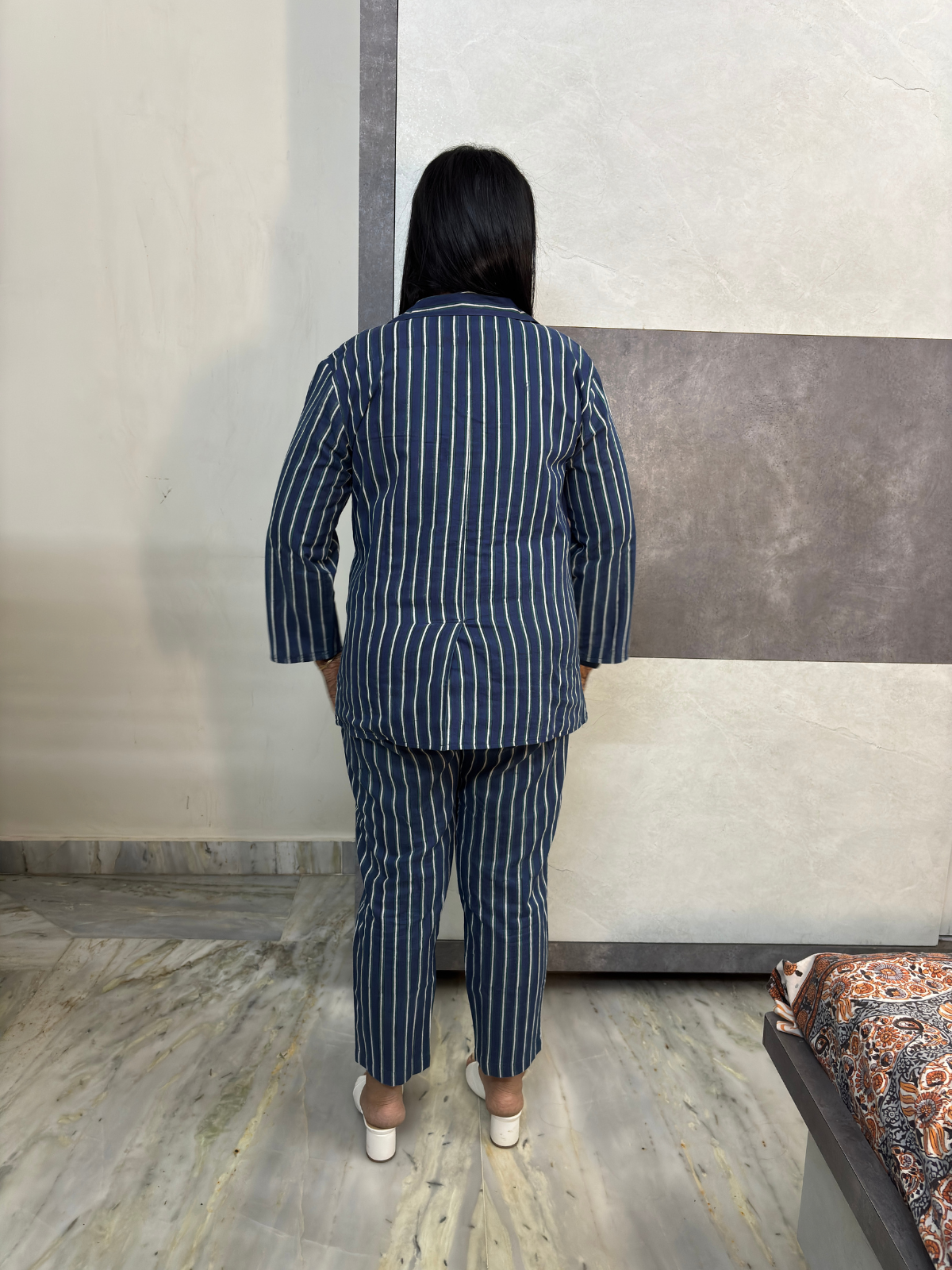 Midnight Vertical Luxe Stripe Three Piece Set