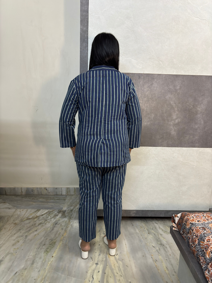 Midnight Vertical Luxe Stripe Three Piece Set