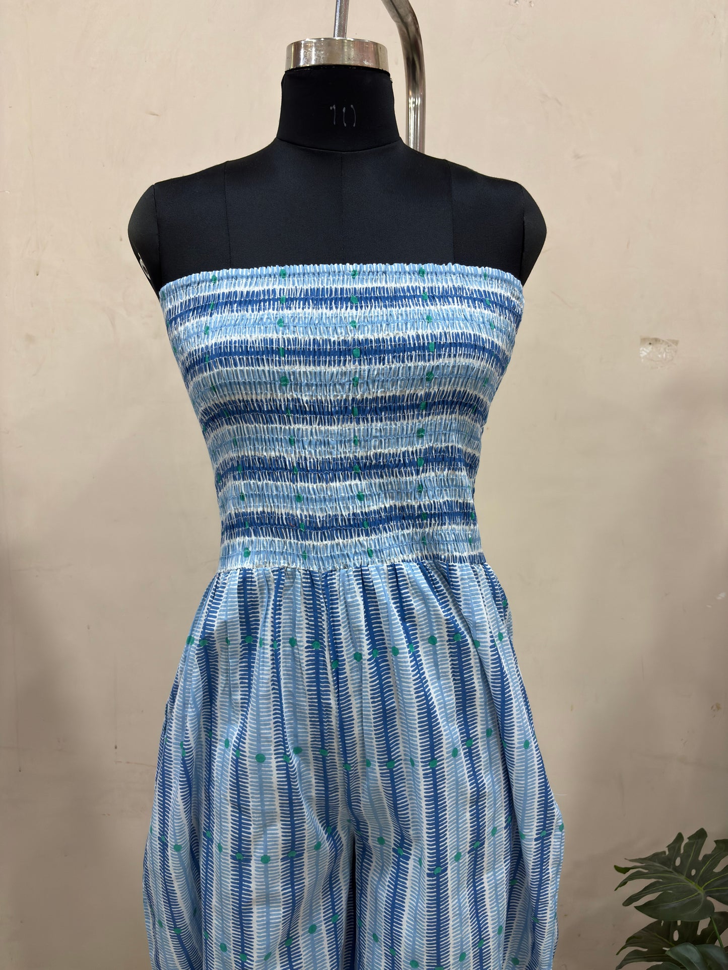 Sky Blue Smocked Jumpsuit