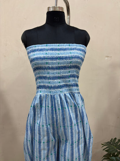 Sky Blue Smocked Jumpsuit