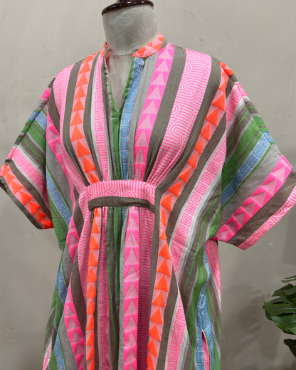 Multicolor Striped Kaftan Dress