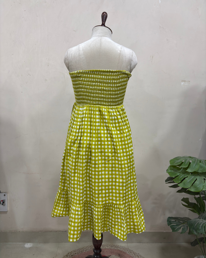 Lime Gingham Bow Dress
