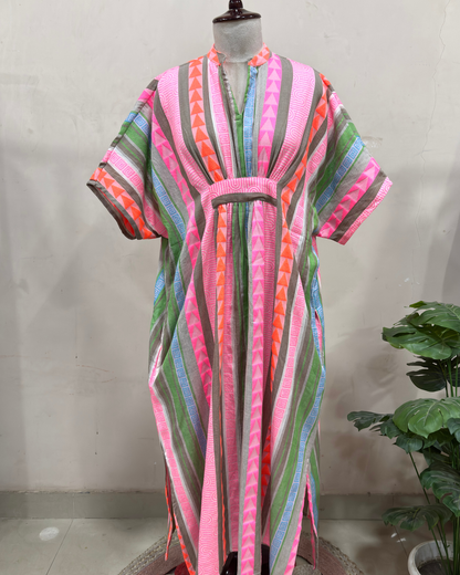 Multicolor Striped Kaftan Dress