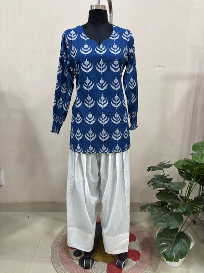 Royal Blue Floral Farshi Salwar