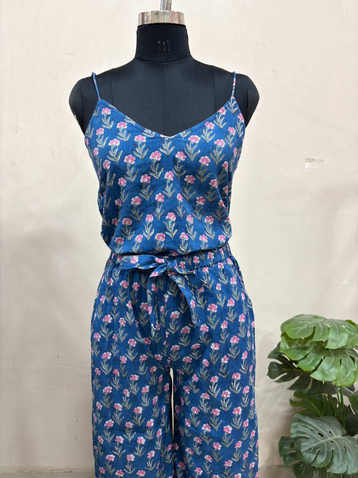 Dark Blue Floral Print Loungewear Set