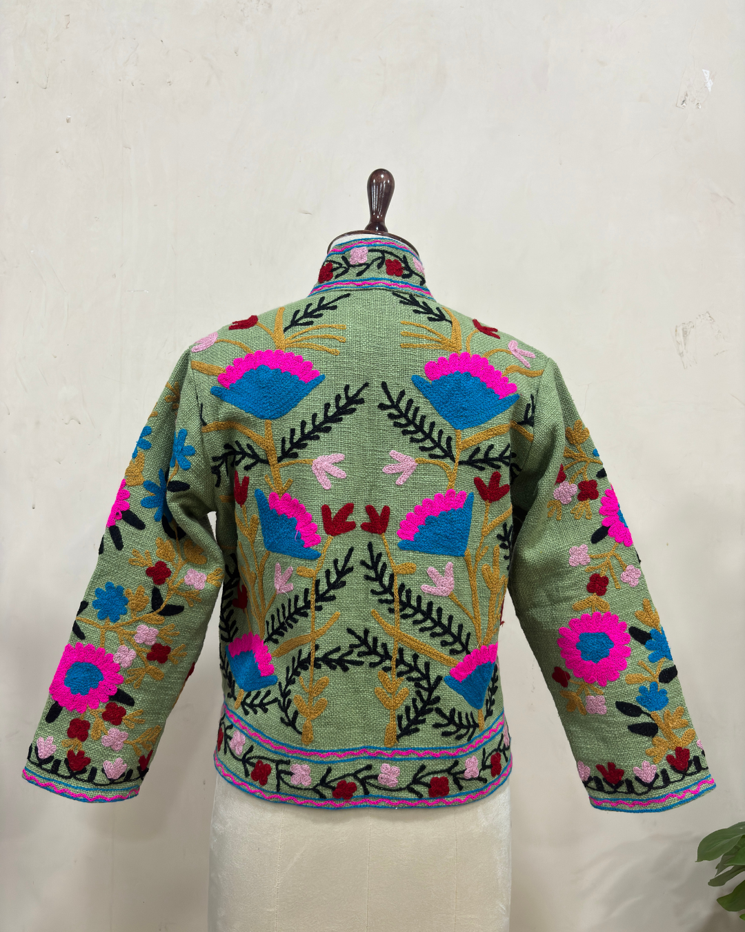 Sage Green Floral Embroidered Jacket