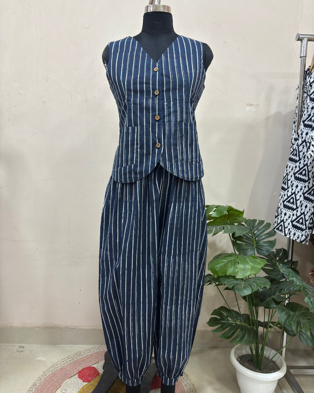 Indigo Stripe Balloon Co-ord set