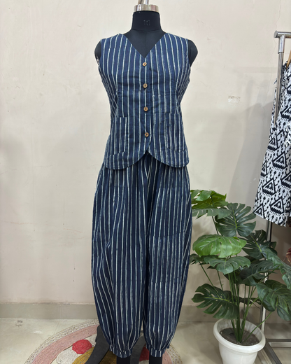 Indigo Stripe Balloon Co-ord set