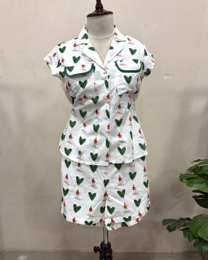 White Heart Printed Co-ord Set