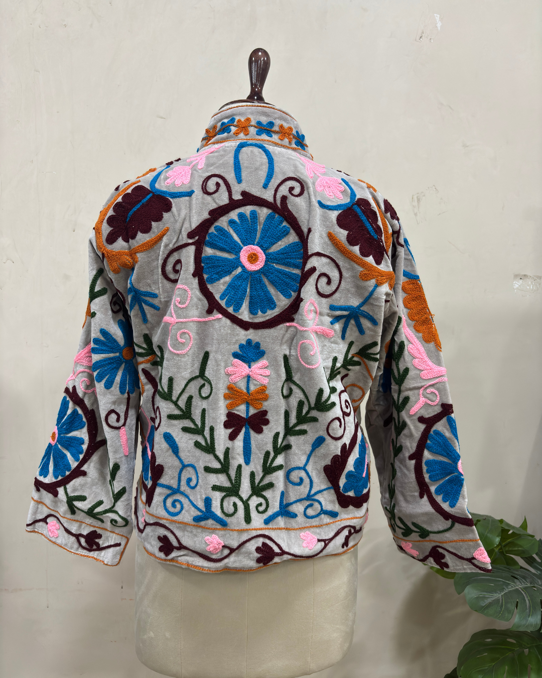Mist Grey Floral Artisan Cotton Jacket