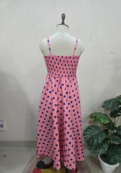 Navy Pink Polka Skirt Top Set