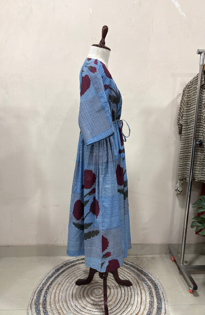 Indigo Bloom Kaftan Dress