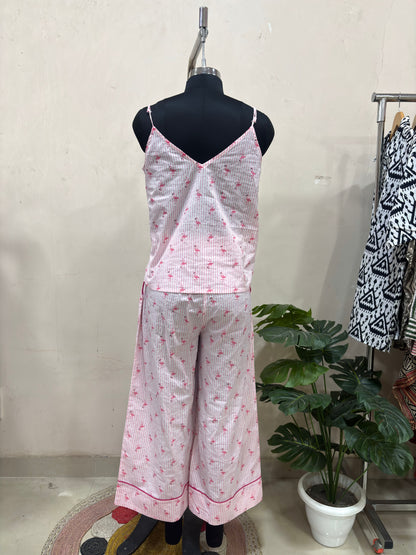 Pink Flamingo Striped Loungewear Set