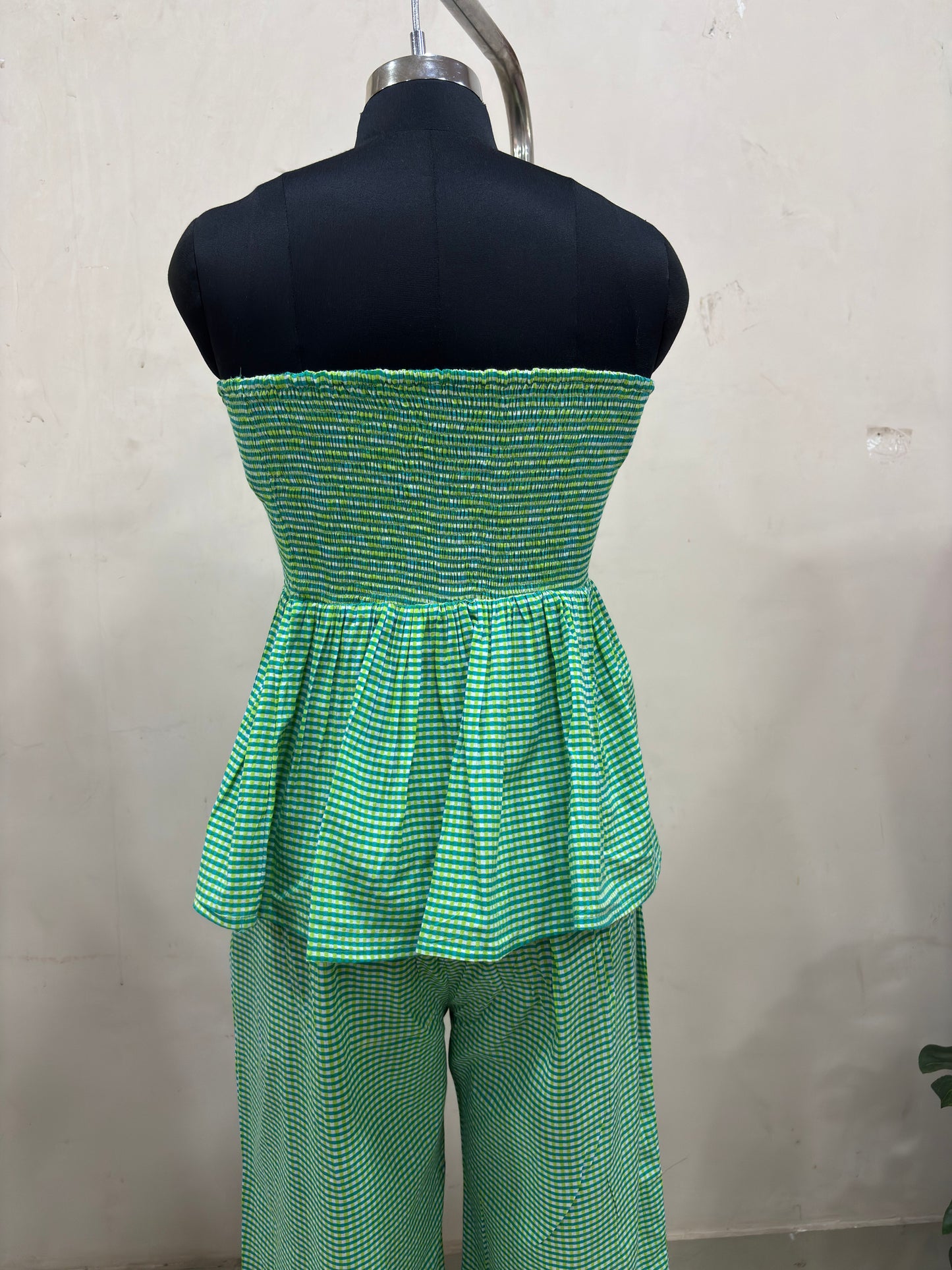 Green Gingham Strapless Co-ord Set