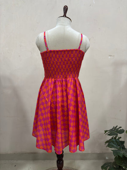 Sunset Checkered Midi Dress