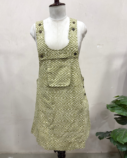 Olive Green Geometric Printed Dress
