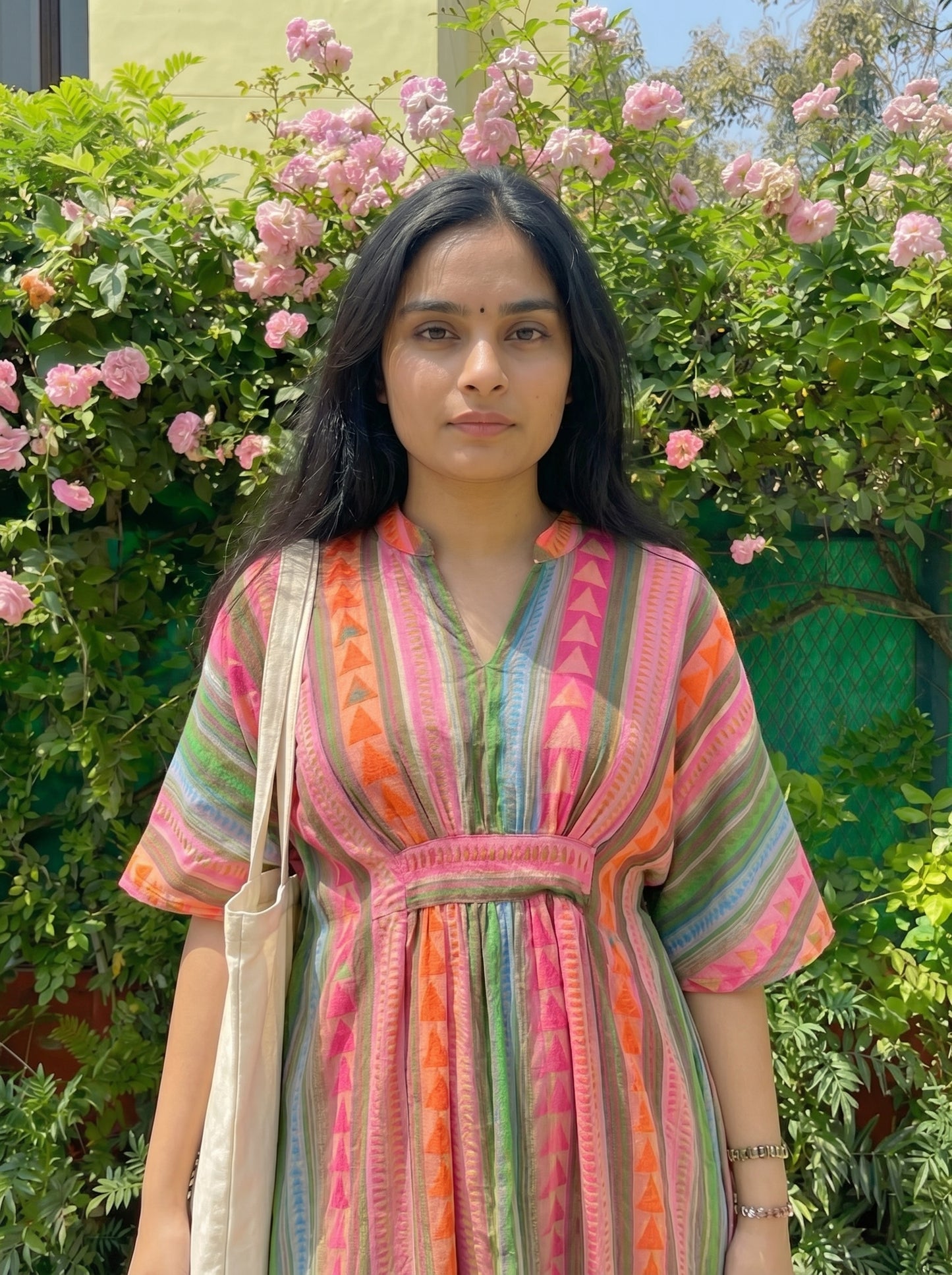 Multicolor Striped Kaftan Dress