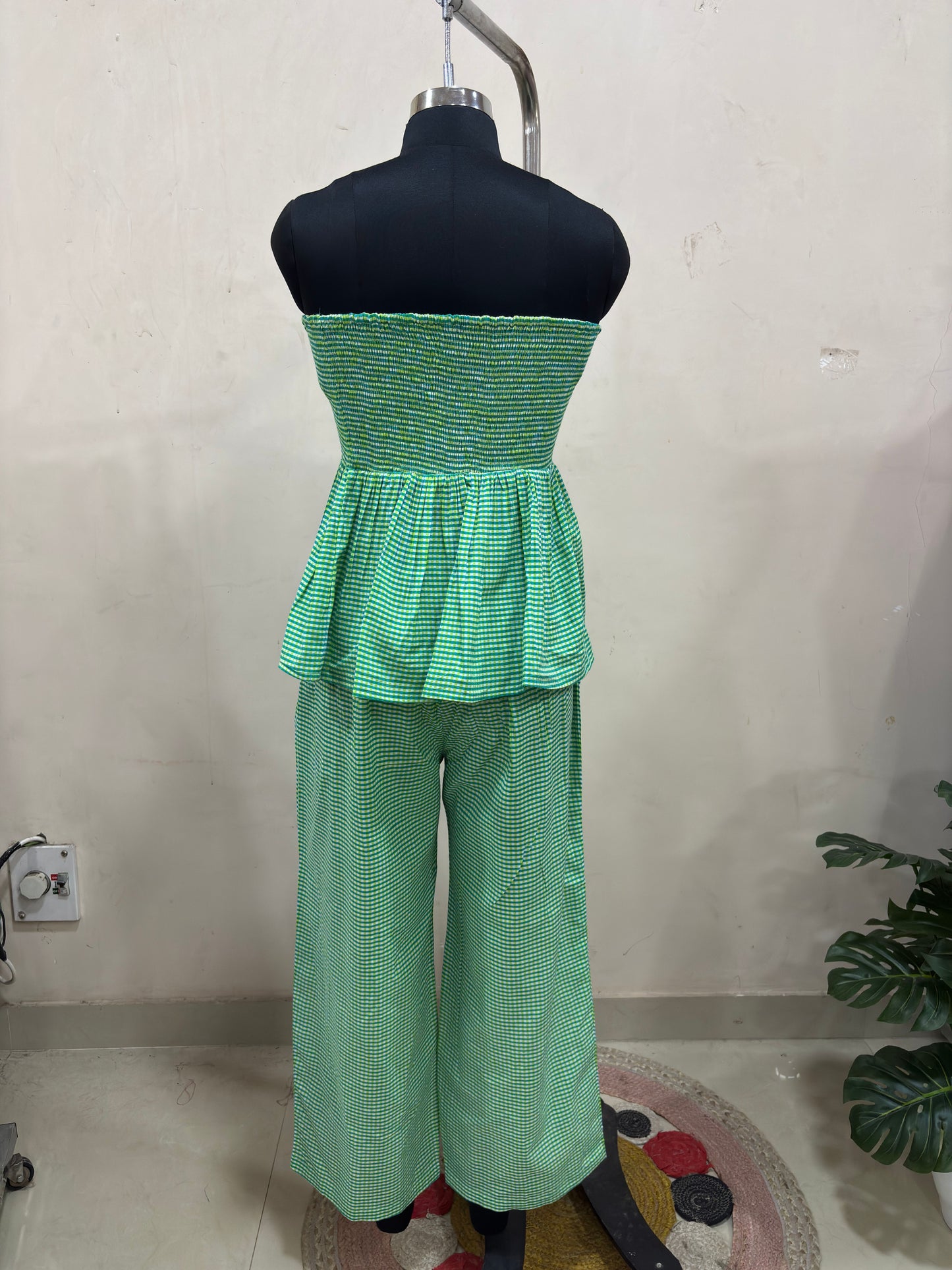 Green Gingham Strapless Co-ord Set