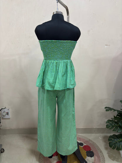 Green Gingham Strapless Co-ord Set