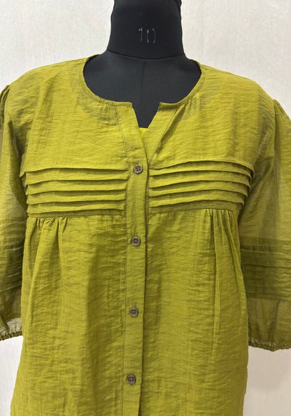 Olive Green Detail Pleated Co-ord Set