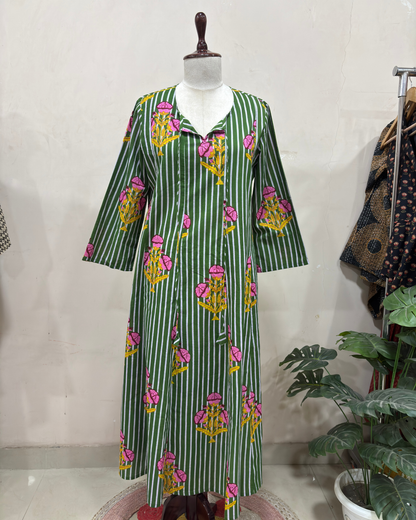 Green Floral Printed Dress