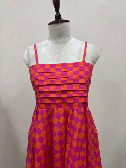 Sunset Checkered Midi Dress