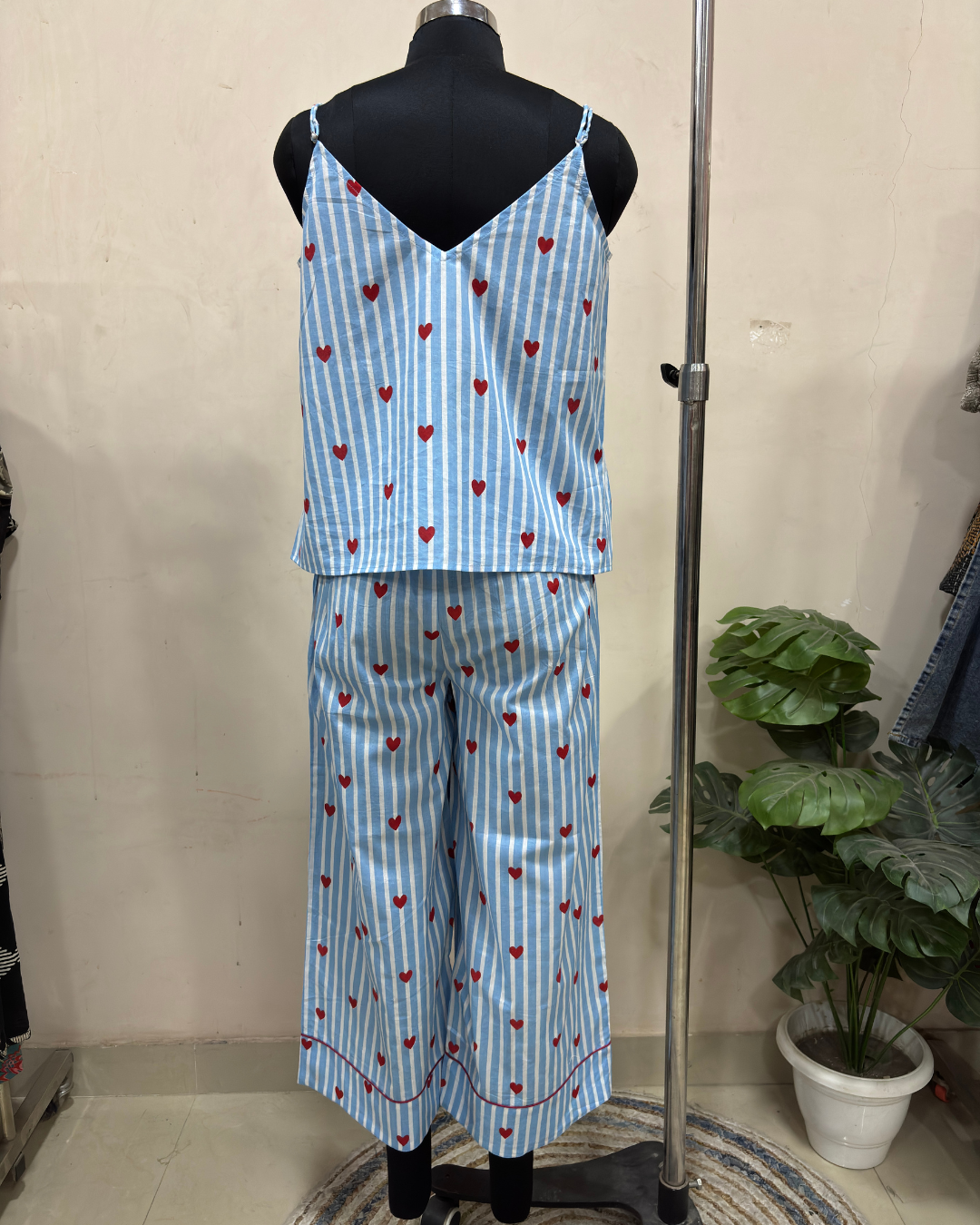 Sky Blue Heart Print Loungewear Set