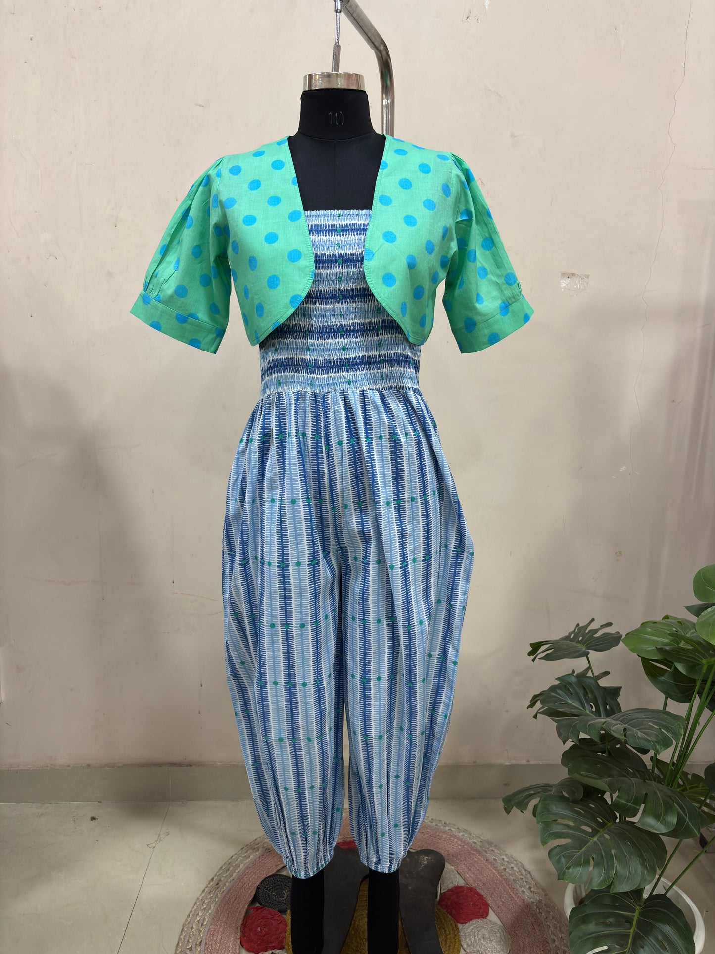 Sky Blue Smocked Jumpsuit
