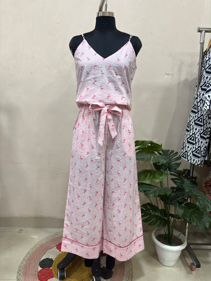 Pink Flamingo Striped Loungewear Set