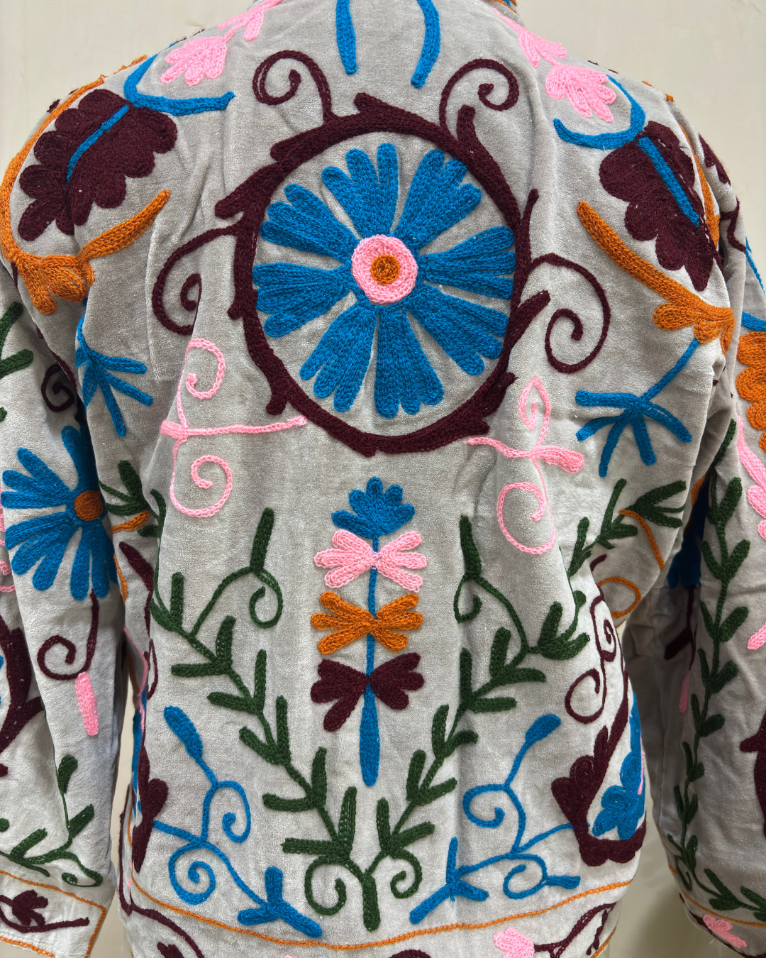 Mist Grey Floral Artisan Cotton Jacket