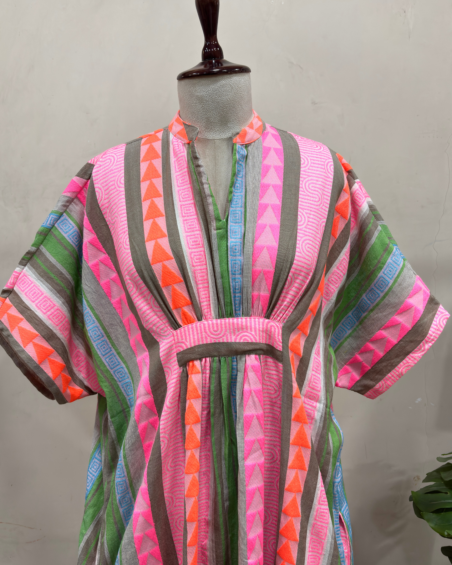 Multicolor Striped Kaftan Dress