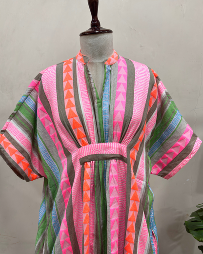 Multicolor Striped Kaftan Dress