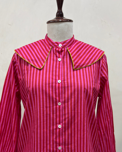 Candy Stripe Statement Collar Shirt