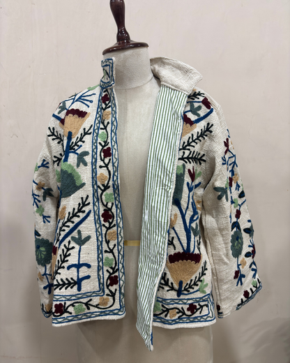 Ivory Floral Embroidered Jacket