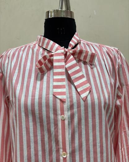 Blush Stripe Bow Collar Co-Ord Set