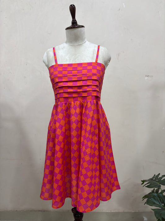 Sunset Checkered Midi Dress