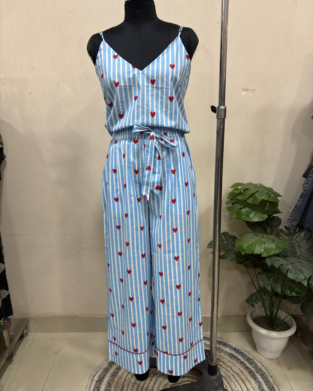 Sky Blue Heart Print Loungewear Set
