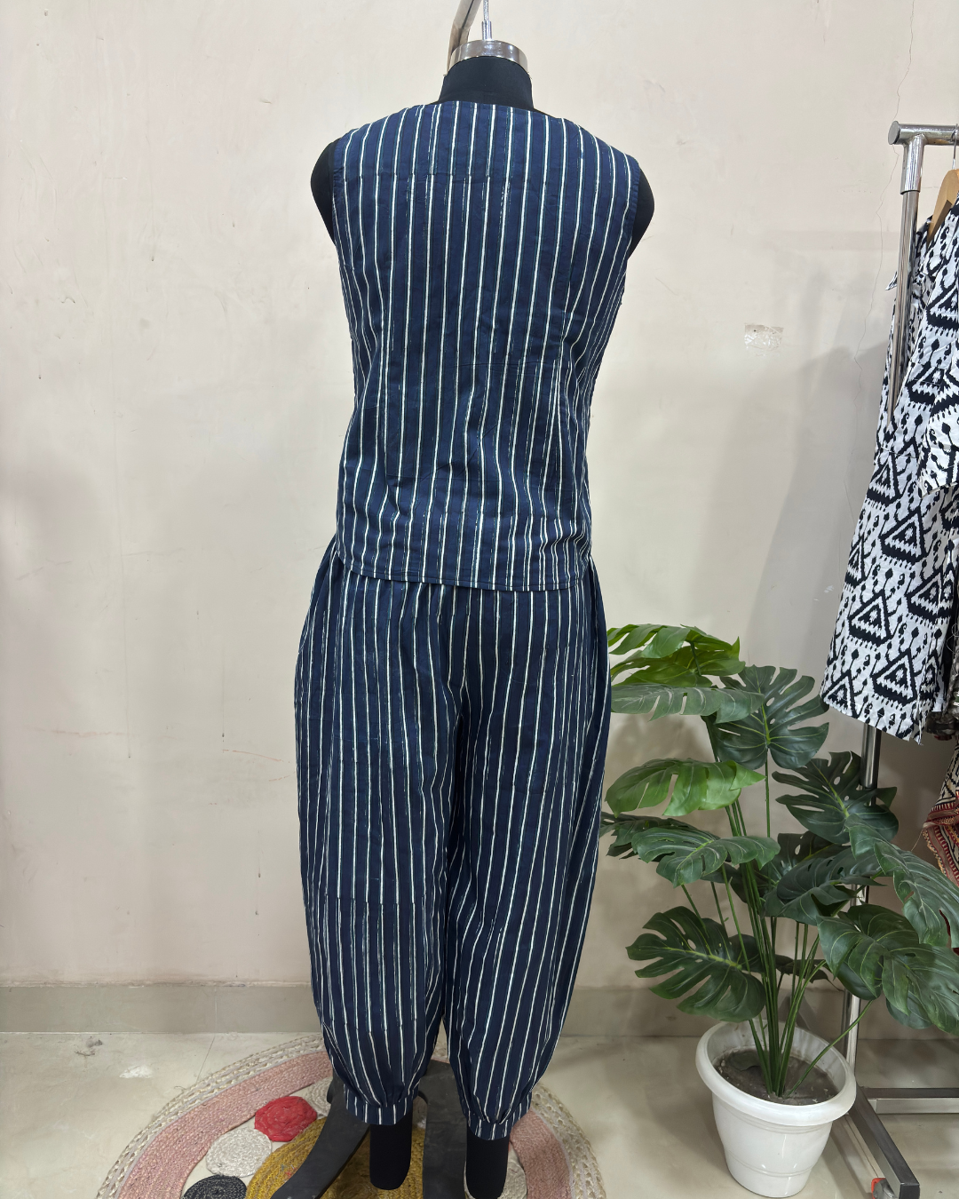 Indigo Stripe Balloon Co-ord set