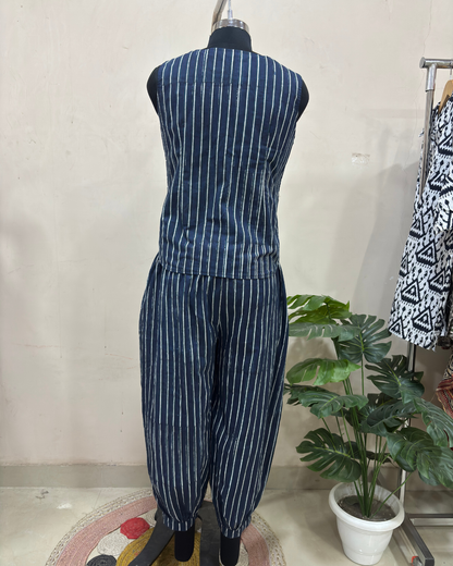 Indigo Stripe Balloon Co-ord set
