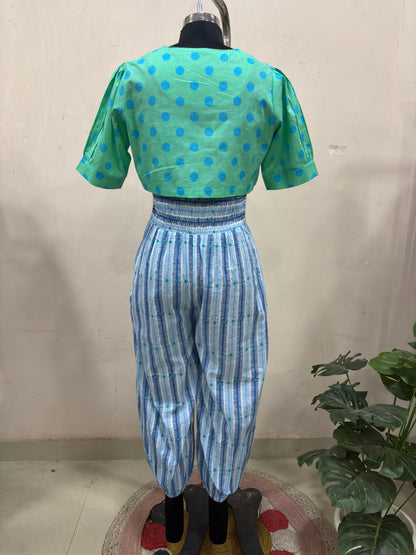 Sky Blue Smocked Jumpsuit