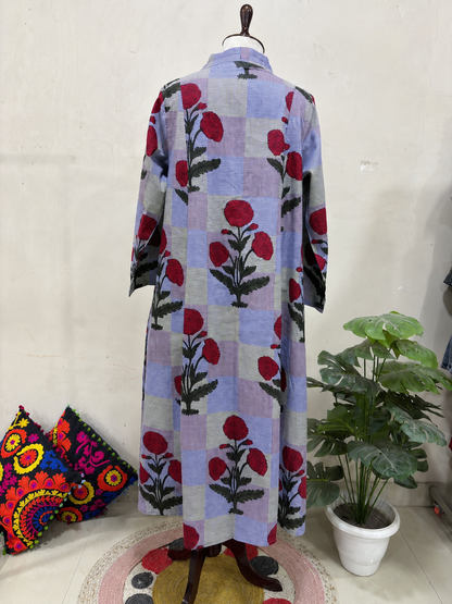 Azure Bloom Printed Maxi Dress