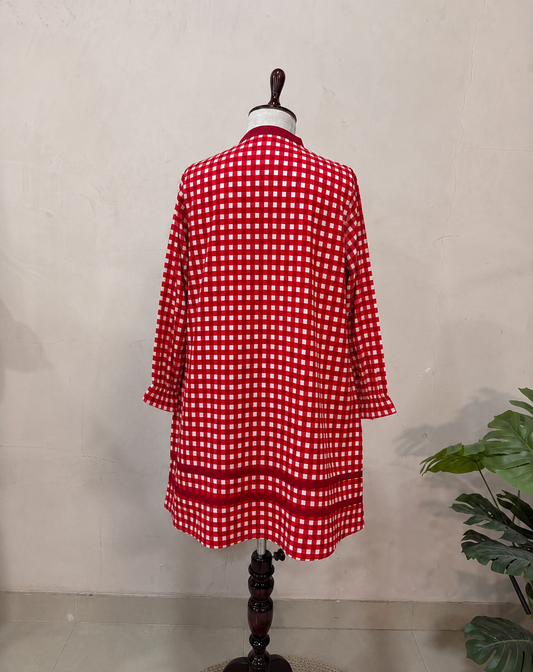 Red Gingham Check Tunic Dress