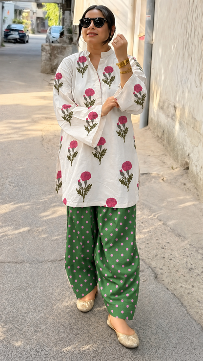 Sia Floral & Pink Dot Farshi Salwar