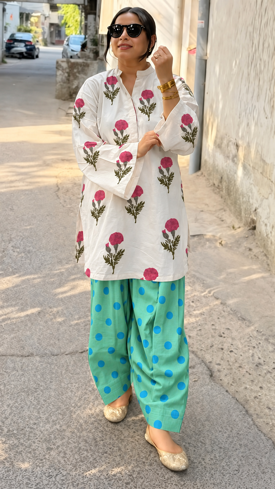 Reva Floral & Aqua Dot Farshi Salwar