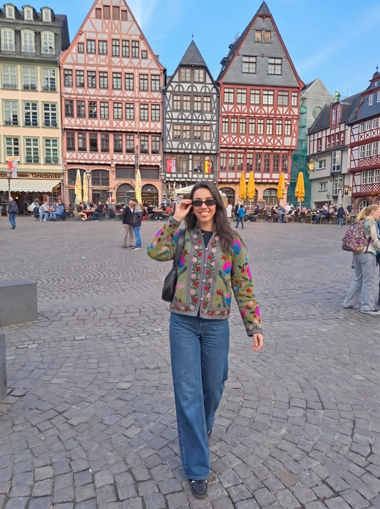 Sage Green Floral Embroidered Jacket