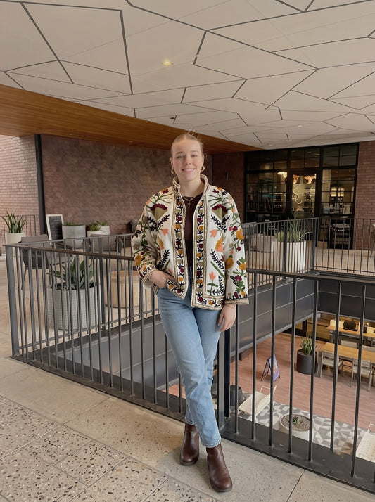 Ivory Meadow Bloom Cotton Jacket